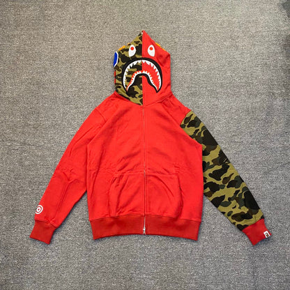 BAPE Shark Full-Zip Hoodie – Rouge / Camo Vert