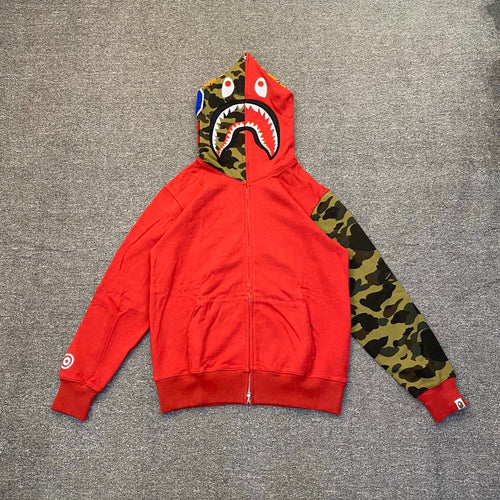 BAPE Shark Full-Zip Hoodie – Rouge / Camo Vert