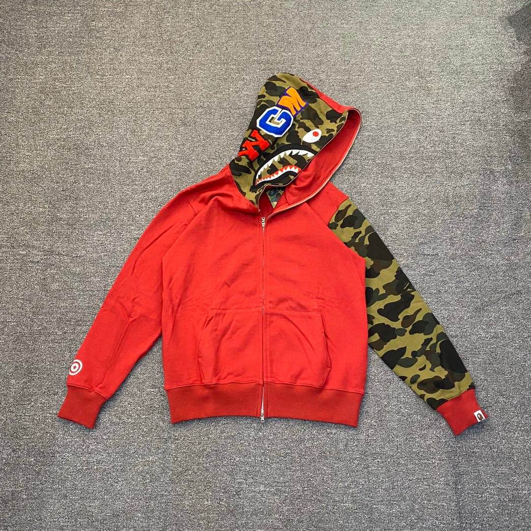 BAPE Shark Full-Zip Hoodie – Rouge / Camo Vert
