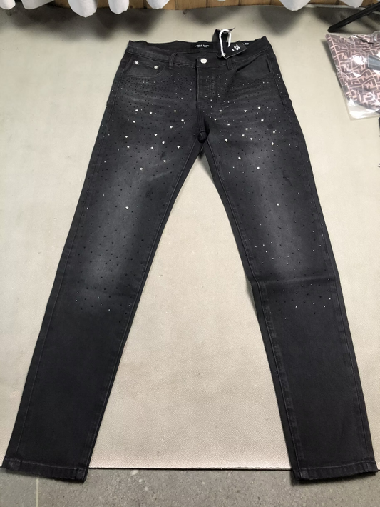 Purple Brand Jeans – Noir Rhinestones & Paint Splatter