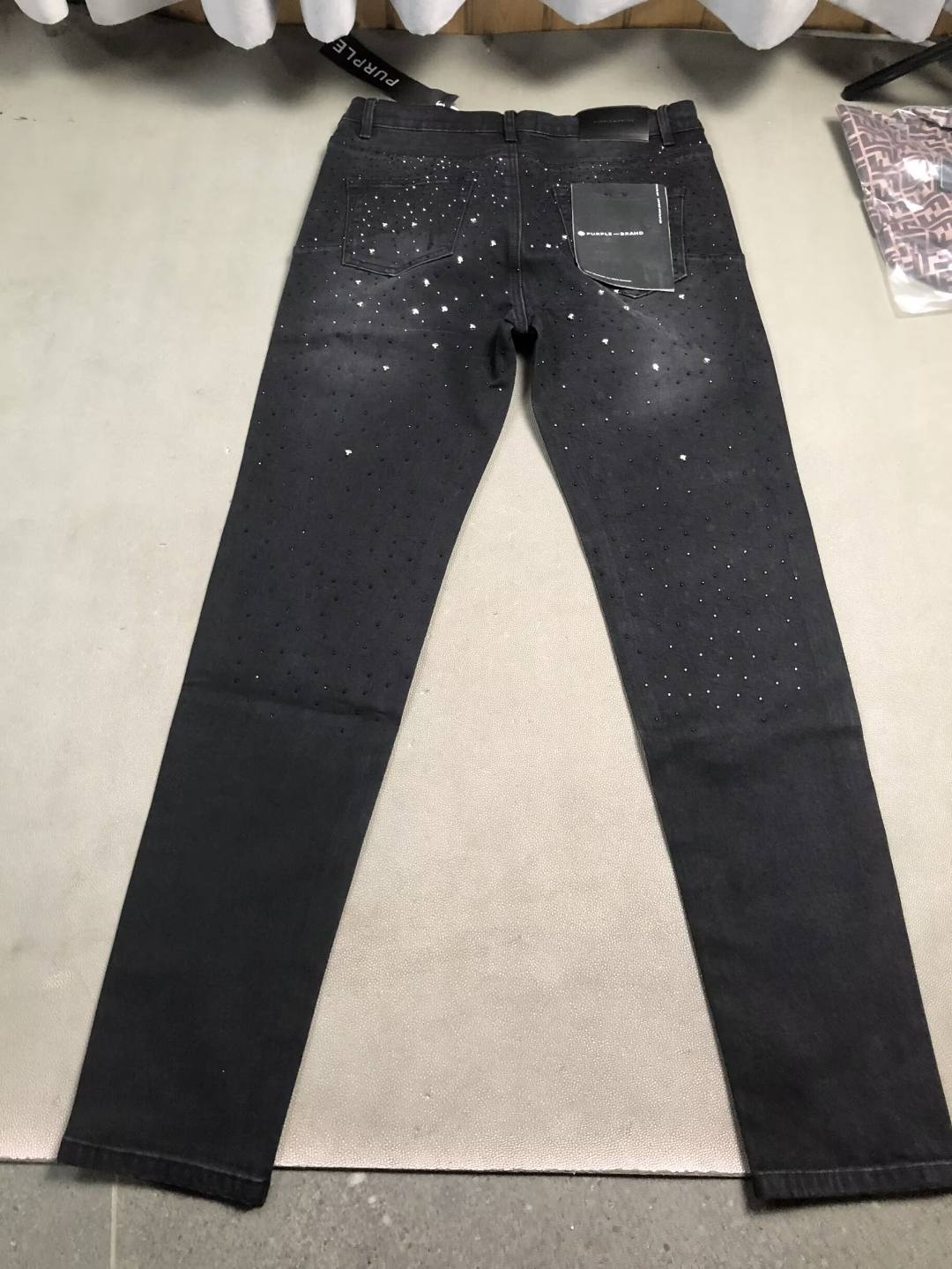 Purple Brand Jeans – Noir Rhinestones & Paint Splatter