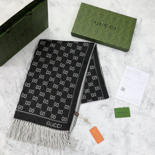 Gucci GG Monogram Scarf – Noir/Gris